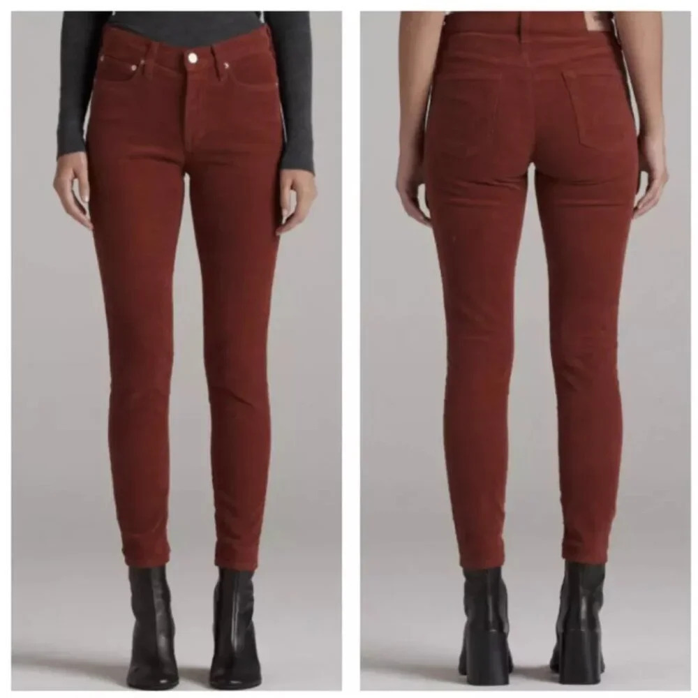 New! Edwin Pixie 9" Midrise Skinny Rust Brown Corduroy Pants nwt 22162